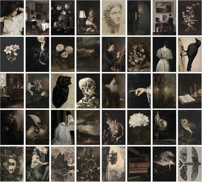 97 Decor Dark Academia Wall Art - 40 Pcs Gothic Home Decor, 