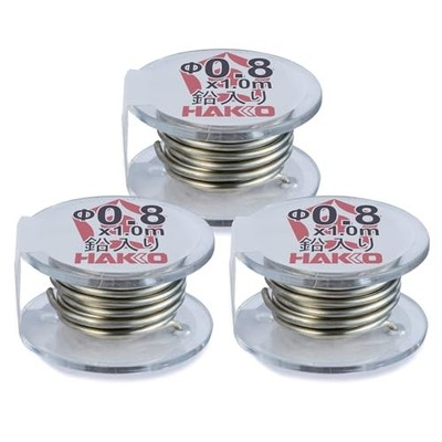 HAKKO Lead-containing eutectic solder Sn-37Pb φ0.8mm x 3m 3 rolls per pack