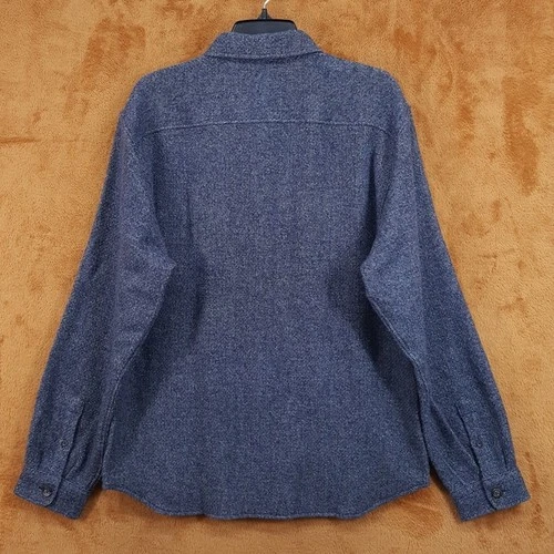 BLOOMINGDALES Jacket Mens XL Dark Blue Button Up Overshirt 100% Wool $248 image 6