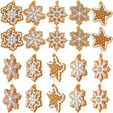 20 Pcs Christmas Gingerbread Snowflake Ornaments Tree Multi-color