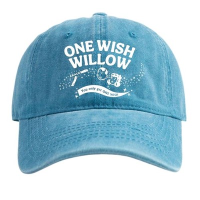 Unisex ONE WISH WILLOW Playful Dad Hat Funny Vintage Washed Baseball Cap