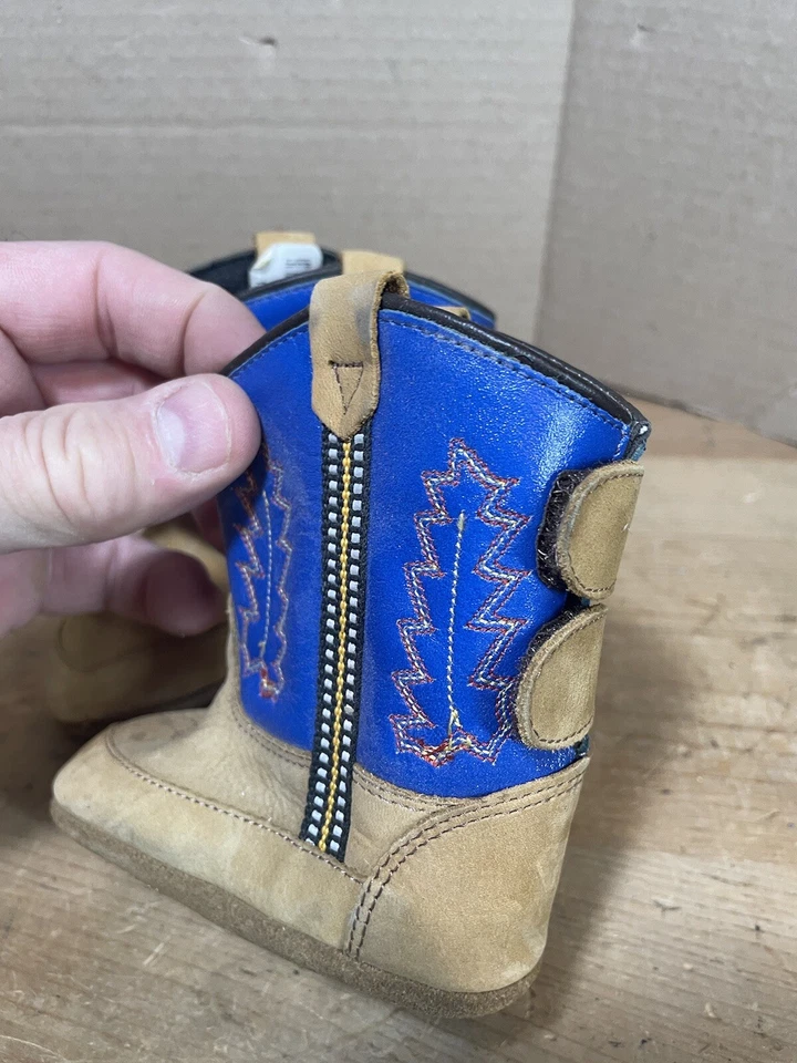 Bota de couro Old West infantil tamanho 3 cowboy - Imagem 3 de 4