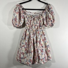 Abercrombie Fitch Sundress Women XS Floral Puff Sleeve Mini Cottagecore Milkmaid