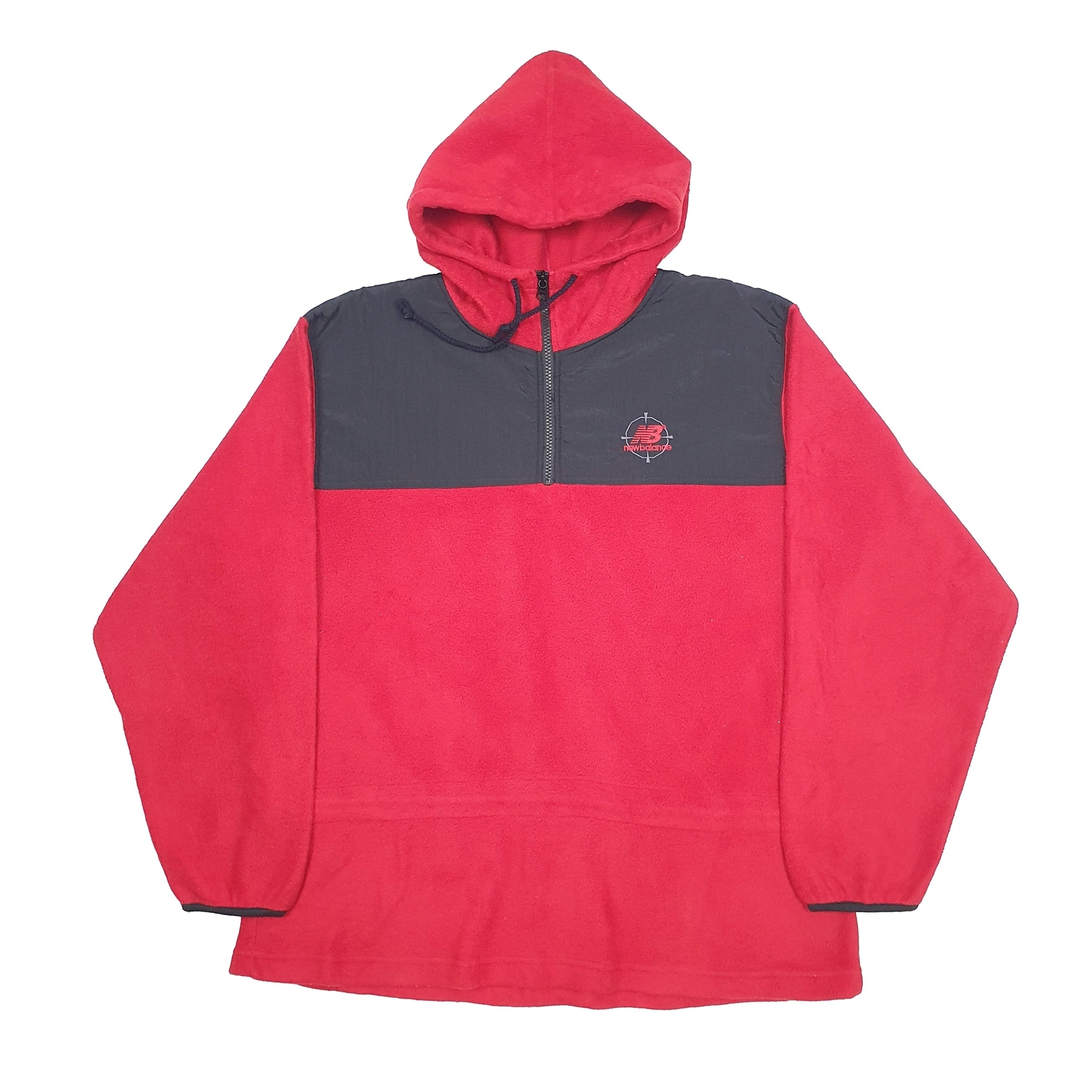 Mens NEW BALANCE Hoodie Spellout Polyester 1/4 Quarter Zip Fleece Jumper L