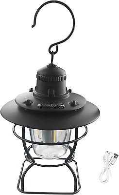 Black LED Camping Lantern Vintage Lantern Rechargeable Lantern for