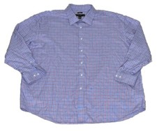 Pronto Uomo Classic Fit Men Shirt 19 34/35 Purple Blue Lavender Check Adult