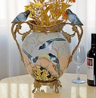 Westmen Lights Porcelain Brass Landscape Table Vase on sale Westmen Lights Porcelain Brass Landscape Table Vase on sale