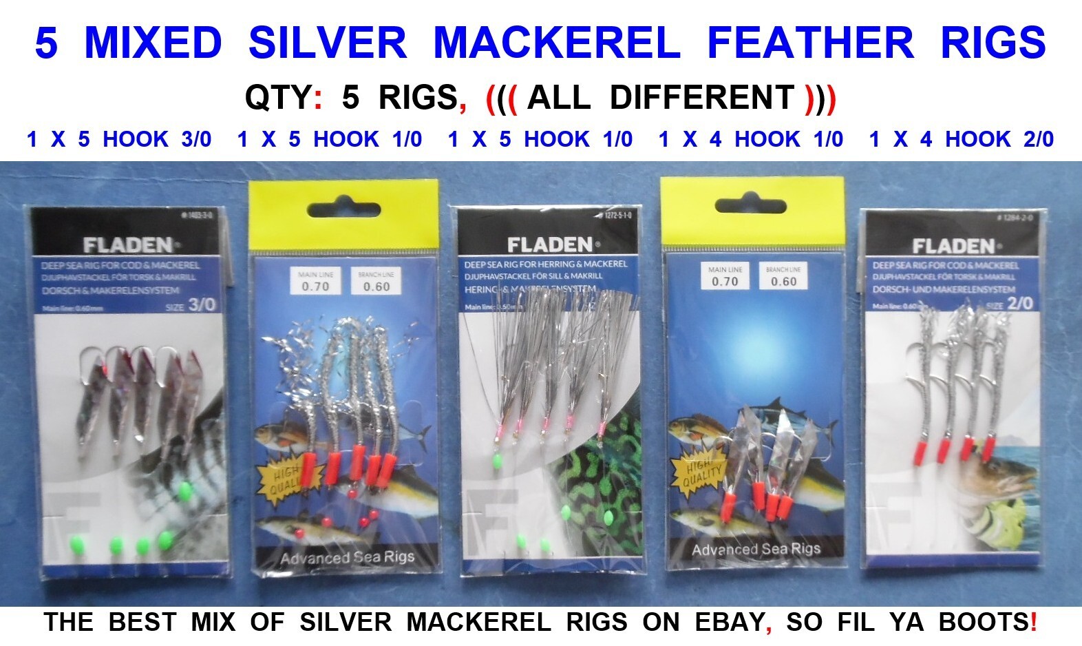 5 NEW MIXED SILVER MACKEREL FEATHER RIGS SEA FISHING LURES COD MACKEREL FEATHERS