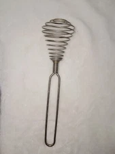 Vtg Metal Spiral Coiled Wire Whisk Egg Beater Stainless Steel Whip French 8 5/8"