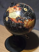 Table Top World Globe Black Decorative Desk Decor Tabletop Display Small 5 Inch