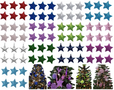 SK INFINITY 6PC CHRISTMAS TREE DECORATIONS GLITTER STAR BAUBLES HANGING, XMAS STAR BAUBLES