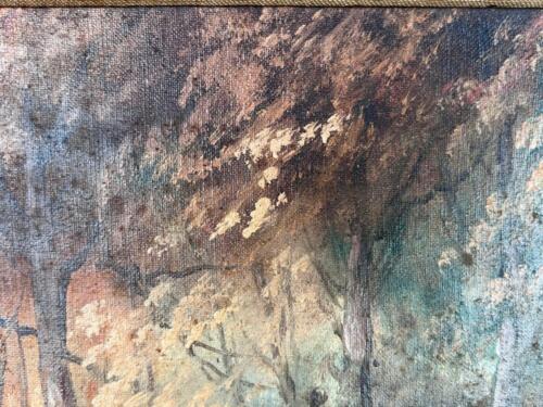 Vintage Framed Oil Painting Landscape Trees Woods Artist Signed Morrow Original - Picture 19 of 24