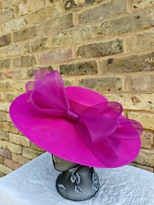 dark pink large fascinator millinery burlesque headband wedding hat ascot