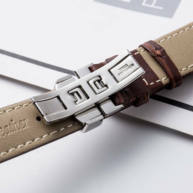 16/18/20/22mm Leather Watch Strap Butterfly Clasp Watchband TwoPiece