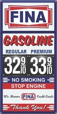 FINA GAS STATION PRICE PER GALLON OLD PUMP SIGN REMAKE ALUMINUM SIZE OPTIONS