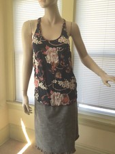 Designer WILFRED ARITZIA 100 Silk Racer Back Tunic Top tank shirt Size S Excel.
