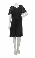 George Simonton Mixed Media Capelet Dress with Ruffle Detail 2X Burgundy A222075