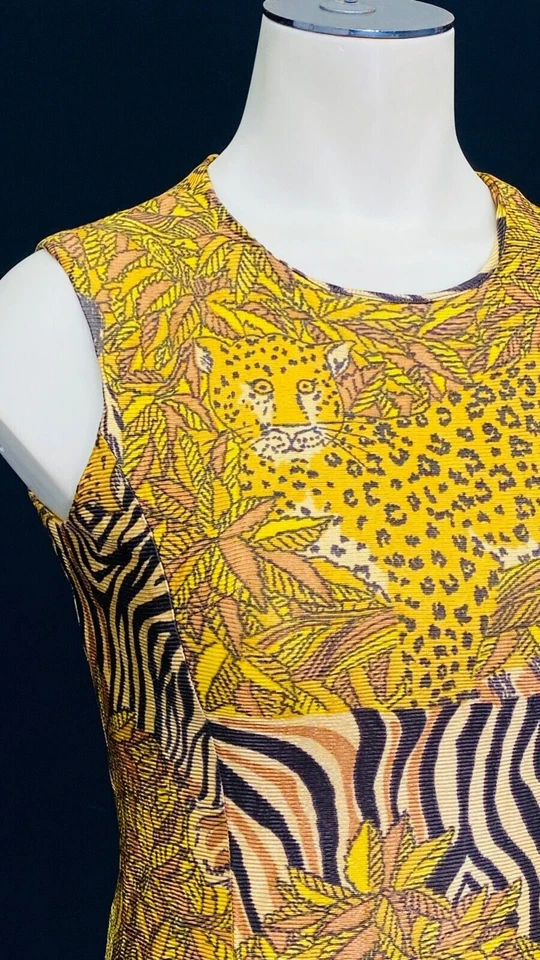 Vintage 1960s novelty print mini dress, animal cheetah cat zebra sheath XS - Image 2 of 4
