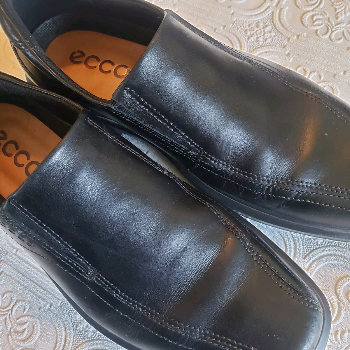 Ecco Jersey Mens Size EU 42 US 8 Black Leather Slip On  display picture 2