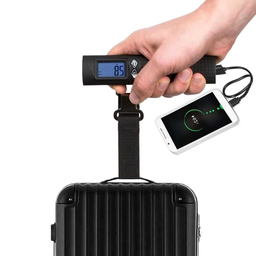 Pèse bagage électronique 3 en 1 noir avec peson de voyage et thermo-mètre intégré