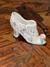 Mini Victorian Shoe With A Pink Rose Hand Painted Flowers