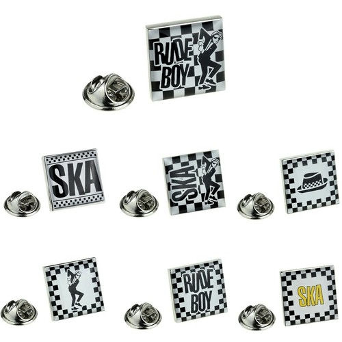 Insignias de pin de solapa de música SKA para tablero de ajedrez blanco y negro de 2 tonos. XOMTP236 - Imagen 2 de 9