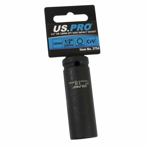 US PRO 1/2"" Drive 18mm Deep Impact Socket 6PT CR-V 78mm Heavy Duty Metric - Image 4