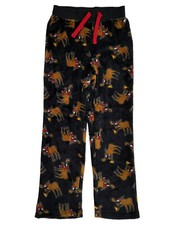 Boys Black Moose Pizza Santa Hat Fleece Sleep Pants Pajama Bottoms XXS 4/5