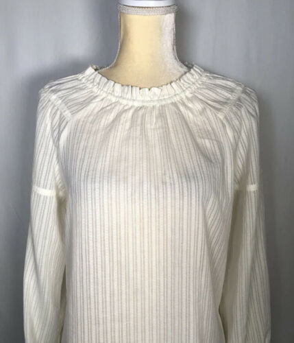 Chelsea Violet Women Blouse Shirt Small Top Long Sleeve Cotton Tie Back White NW - Picture 2 of 11
