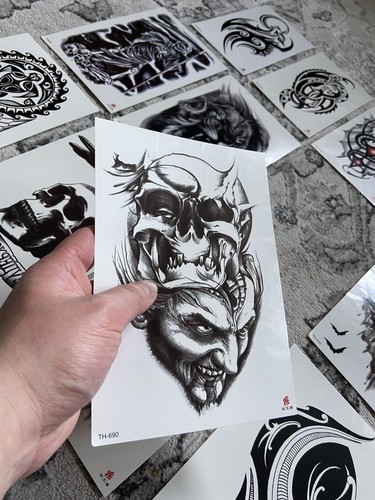 Set of 12 - Waterproof Temporary Fake Tattoo Stickers Tiger Wolf Arm & Body Art - Picture 7 of 9