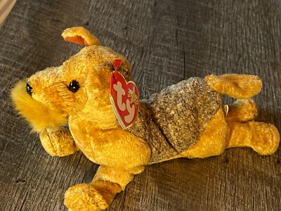 2000 TY BEANIE BABY WHISKERS Golden Dog Puppy TEDDY BEAR w/ Tag 5A