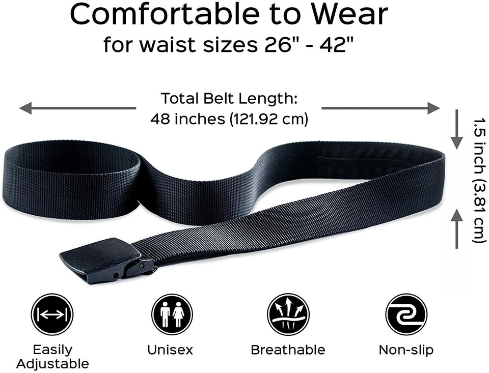 Travel Security Belt Hidden Money Pouch Wallet Pocket Waist Belt Safe Non-Metal - Image 4 of 4