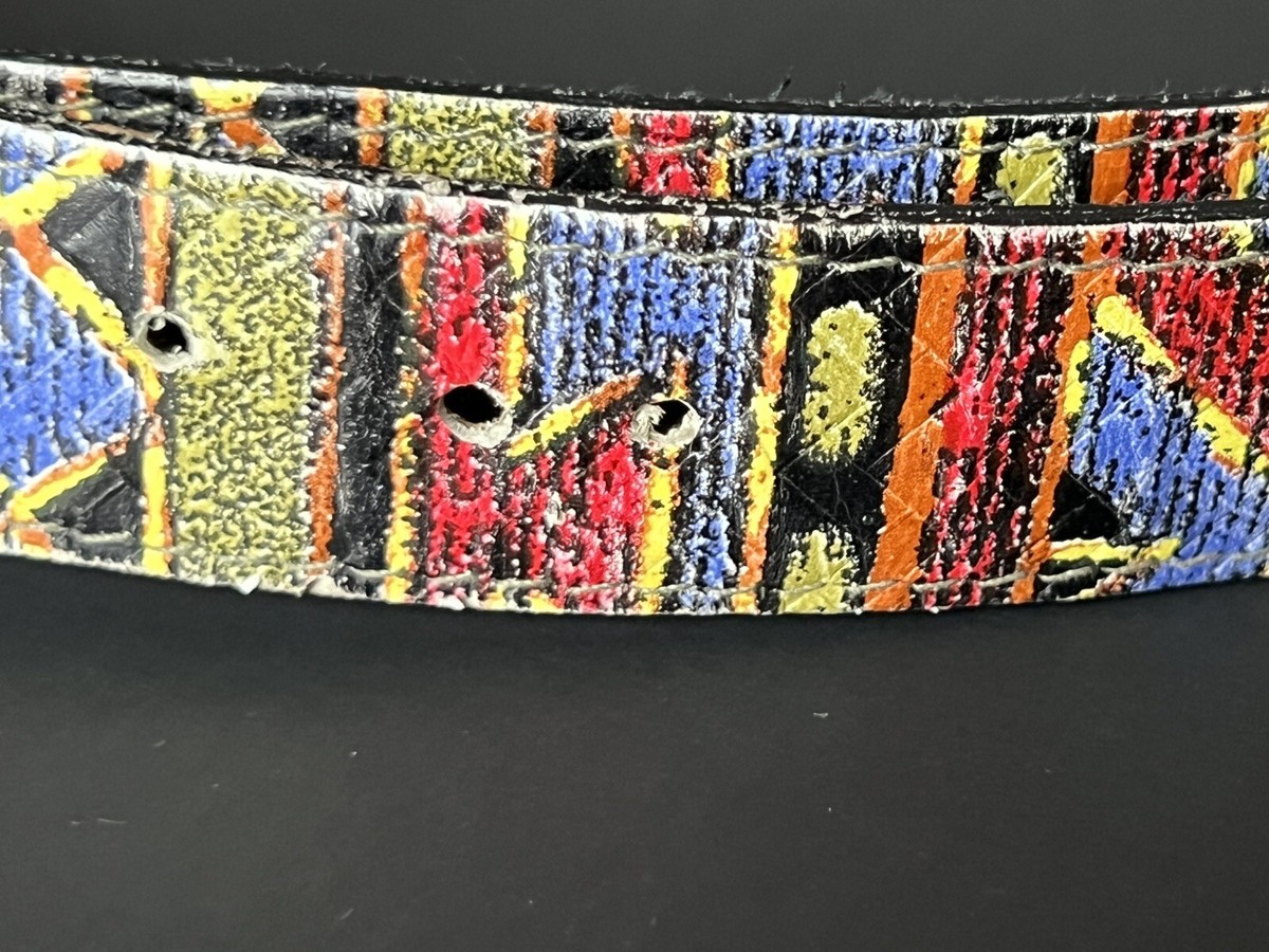 VINTAGE ELITE FRESNO Southwestern Navajo patterned belt Vintage Elite Fresno California Belt, Brown and Blue Striped  main image 2