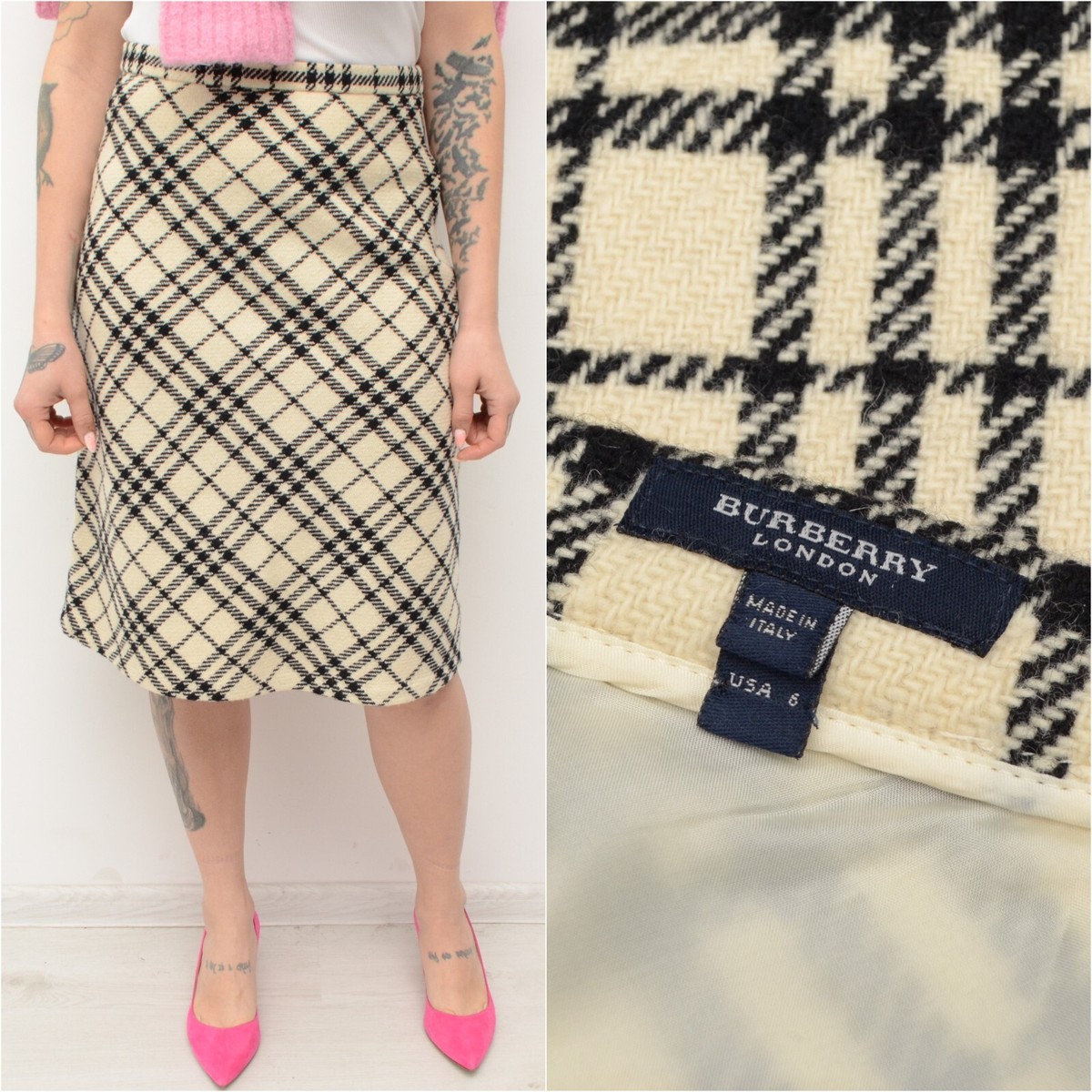 スカート BURBERRY WOOL MIDI SKIRT Burberry Pleated Checked Wool Midi Skirt — UFO No More
