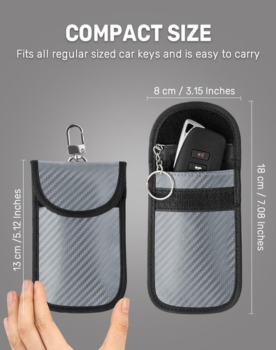 Verbesserte Faraday Tasche für Schlüsselanhänger (2er-Pack) Premium Faraday Schlüsselanhänger Schutz - Auto - Bild 5 von 9