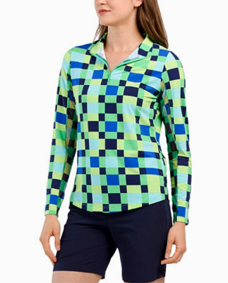 IBKUL Golf Tennis 1/4 Zip Pullover Shirt XS S M Blue Green Long Sleeve Y1