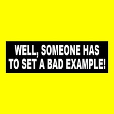 Funny "WELL, SOMEONE HAS TO SET A BAD EXAMPLE" window decal BUMPER STICKER new