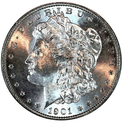 Brilliant GEM Uncirculated $1 1901-O Morgan US Silver Dollar 90% BU WHITE