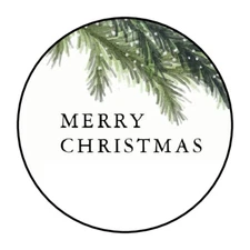 30 1.5" MERRY CHRISTMAS TREE ROUND STICKERS ENVELOPE SEALS FAVOR LABELS
