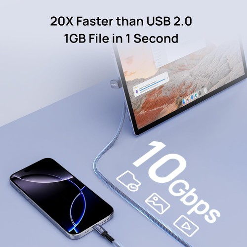 Kabel szybkiego ładowania USB C do typu C 100 W, transfer danych 10 Gbps, typ kątowy prosty - Zdjęcie 3 z 7