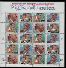 1996 COMPLETE BIG BAND LEADERS SHEET-SCOTT #3096-3099- MNH- CHEAP- BELOW FACE