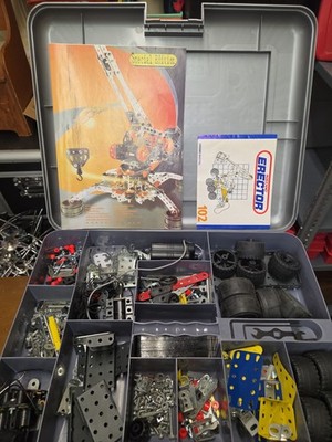 2 ERECTOR/Meccano Special Edition Construction Set w/Case & Manual - Incomplete