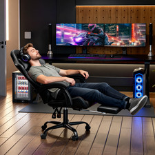 Ergonomic Coumputer Gaming Chair Office Swivel Recliner Seat w Footrest Black 4