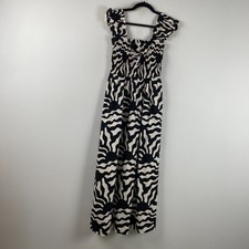 LOFT Beach Sunny Poplin Ruffle Strap Maxi Pocket Dress Size Small Cotton