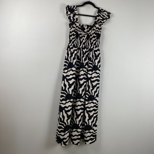 LOFT Beach Sunny Poplin Ruffle Strap Maxi Pocket Dress Size Small Cotton