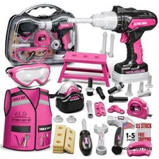 Kids Tool Set, Toddler Tool Set with Box, Toys for 3 Year Old Girl Pink