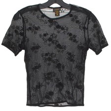 Cacique Top Sheer Whimsigoth Y2K Fairy Grunge Witchy Coquette Mesh Black Medium