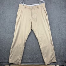 Amazon Essentials Mens Khaki Chino Pants 34W x 30L Tan Flat Front Trousers