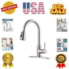 Kitchen Faucet with Sprayer, Kitchen Sink Faucet, SUS 304 Stainless Steel, Hi...