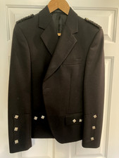 Mens Kilt Jacket Argyll Black 100 Pure New Wool Size 38L Lined